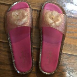 Kate spade jelly splash pink glitter slides.